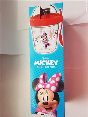 Set Minnie Mouse pahar, linguriță și suport de masă  - imagine 2