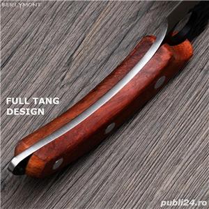 Set Cutite macelar, Cutit bucatar, Cutit japonez forjat manual, Full Tang, antiaderent, Ascutitor - imagine 3