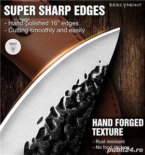 Set Cutite bucatarie, Cutit macelar, Full Tang, Cutit japonez forjat manual, Cutit universal - imagine 2