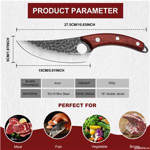 Set Cutite bucatarie, Cutit macelar, Full Tang, Cutit japonez forjat manual, Cutit universal - imagine 5