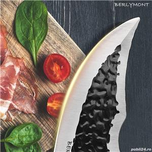 Set Cutite macelar, Cutit bucatar, Cutit japonez forjat manual, Full Tang, antiaderent, Ascutitor - imagine 2