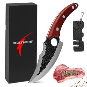 Set Cutite macelar, Cutit bucatar, Cutit japonez forjat manual, Full Tang, antiaderent, Ascutitor - imagine 6