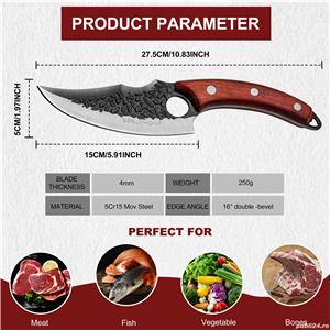 Set Cutite macelar, Cutit bucatar, Cutit japonez forjat manual, Full Tang, antiaderent, Ascutitor - imagine 5