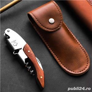 Tirbuson vin din Otel Inoxidabil, Multifunctional, Desfacator Sticle, Husa din piele inclusa - imagine 7