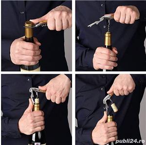 Tirbuson vin din Otel Inoxidabil, Multifunctional, Desfacator Sticle, Husa din piele inclusa - imagine 6