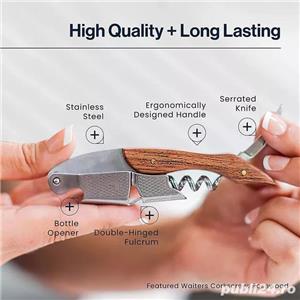 Tirbuson vin din Otel Inoxidabil, Multifunctional, Desfacator Sticle, Husa din piele inclusa - imagine 9