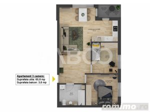 Apartament 3 camere 66 mpu balcon FARA COMISION Doamna Stanca Sibiu - imagine 8