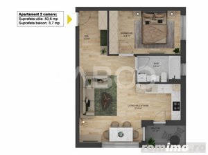 Apartament LA CHEIE cu 2 camere 51 mpu BLOC CU LIFT zona Doamna Stanca - imagine 7