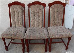 3 buc Scaun din lemn cu sezut si spatar tapitat; Scaun vintage