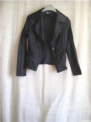 Sacou scurt de satin negru - imagine 2