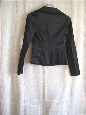 Sacou scurt de satin negru - imagine 3