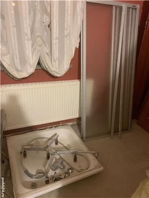 Cabina dus cu cadita metalica 90x90cm cu baterie de dus hans grohe