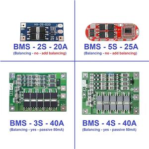 BMS 2S, 3S, 4S, 5S, 40A, pentru acumulatori, baterie, lithium 3.6V, 3.7V