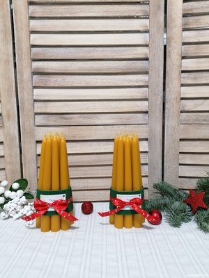 Lumanari din ceara de albine tip creion - pt sfesnice sau aranjamente