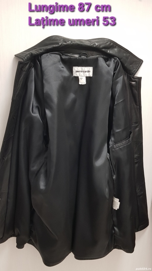 Haină din piele neagră Pierre Cardin - imagine 7