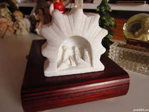Craciun cadou rar Scena nasterii Holy Family miniatura sculptura alabaster Germania'70