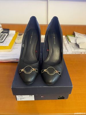 Pantofi negri piele Tommy Hilfiger - imagine 2