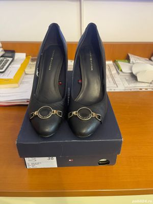Pantofi negri piele Tommy Hilfiger
