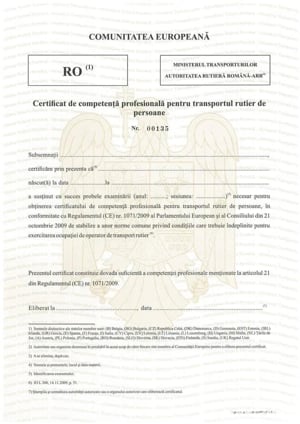 Licență transport , copie conformă, card tahograf