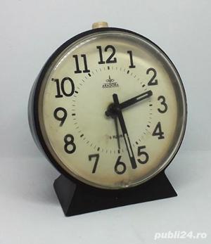 ceas mecanic deșteptător ARADORA negru, a.f. 1988, funcțional - imagine 2