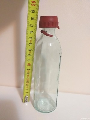 veche sticla gradata comunism, butelca, plosca, sticle de ape, izvoare minerale terapeutice - imagine 2