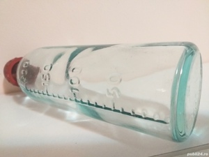 veche sticla gradata comunism, butelca, plosca, sticle de ape, izvoare minerale terapeutice - imagine 3