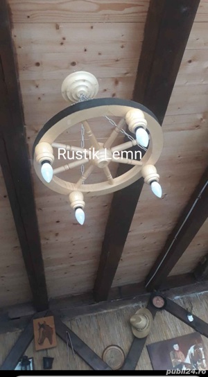 Lustre rustice din lemn  - imagine 2