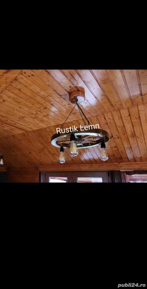 Lustre rustice din lemn  - imagine 2