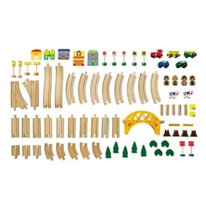 Vand Set Circuit de tren din lemn 112x45 cm, 80 Piese, 3 Ani+, NOU, Pret 149 Lei - imagine 3