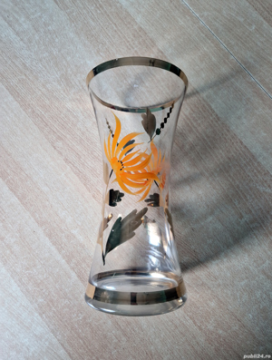 Vaza mare din sticla pictata manual si cu decoratiuni aurii - imagine 3