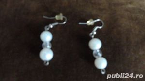 set colier si cercei din perle albe - imagine 3