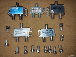 Splitter TV pentru cablu coaxial, 3 Iesiri, 1218 MHz, metallic + mufa spliter F 8.6 Crom/1321, (5 bu - imagine 4