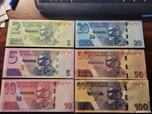 Colectionar, vand set 6 bancnote din Zimbabwe