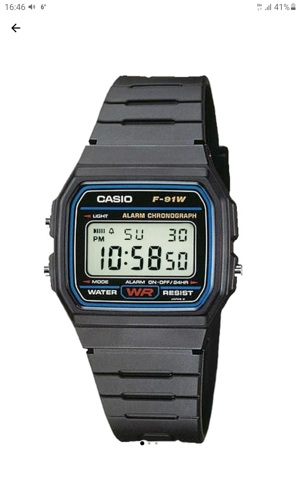 Ceas clasic CASIO F-91W-1YER,mecanism Quartz,afisaj digital,nou. 