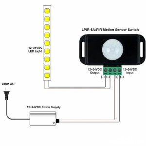 SENZOR de MISCARE prezenta PIR 12v 24v 6A schema - imagine 3