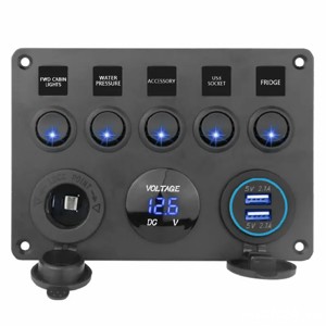 PANOU kit buton comutator 5 butoane on off AUTO voltmetru incarcator PRIZA AUTO 12V 24V - imagine 4
