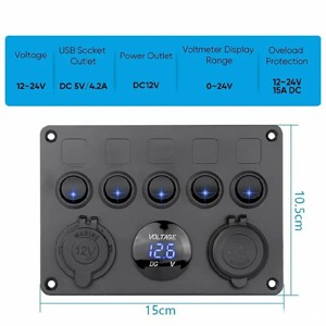 PANOU kit buton comutator 5 butoane on off AUTO voltmetru incarcator PRIZA AUTO 12V 24V - imagine 6