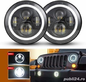 Far rotund moto LED faruri rotunde auto Jeep Wrangler Suzuki Samurai Nissan Patrol Y60 - imagine 6