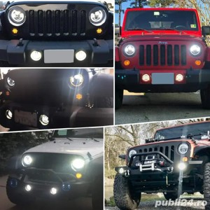 Far rotund moto LED faruri rotunde auto Jeep Wrangler Suzuki Samurai Nissan Patrol Y60 - imagine 4