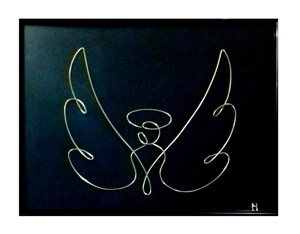 Tablou Inger, sculptura in fir continuu de sarma non-tarnish auriu de 1 mm - imagine 3