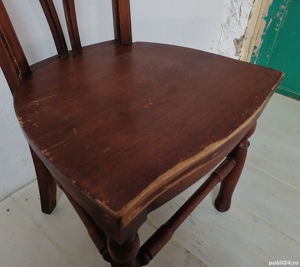 Scaun foarte vechi din lemn masiv de stejar - imagine 4