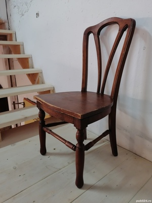 Scaun foarte vechi din lemn masiv de stejar - imagine 3