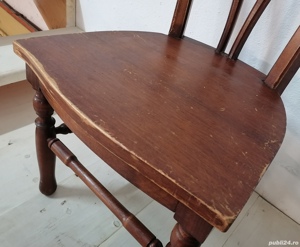 Scaun foarte vechi din lemn masiv de stejar - imagine 6