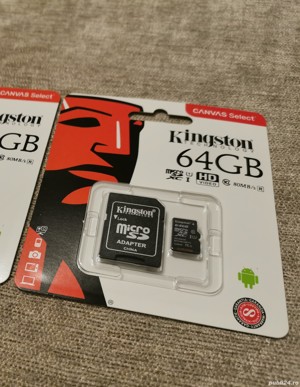 64GB Card Memorie microSD KINGSTON clasa 10 cu adaptorSD salvare stocare viteza mare transfer date