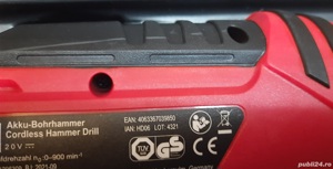 Ciocan Rotopercutor My Project 1.1Joule, Frecventa ritm: 5000 min viteza de ralanti: 900 min,20V,Nou - imagine 3