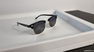 Ochelari de soare Clubmaster - Rama neagra Lentile negre - Polarizati