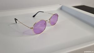 Ochelari de soare Ovali - Rama aurie Lentile violet - imagine 1