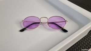 Ochelari de soare Ovali - Rama aurie Lentile violet - imagine 3
