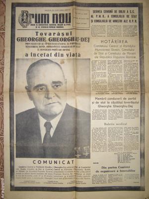 Decesul lui Gh.Gheorghiu Dej , in ziarul Drum Nou  1965