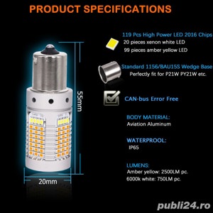 Becuri LED PY21W DRL +Semnalizare - imagine 5